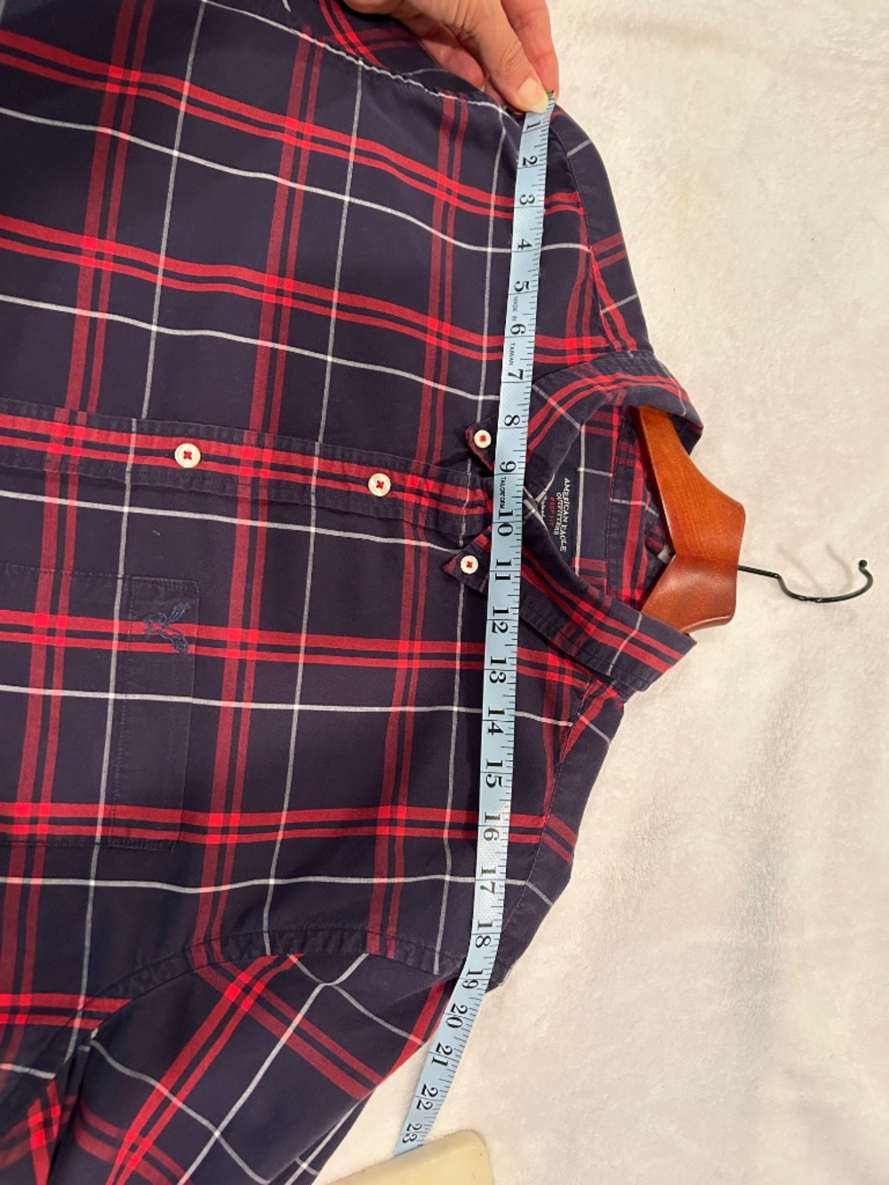 American Eagle Mens XXL Red/Blue Plaid Button Down Prep Fit Casual - Picture 6 of 8